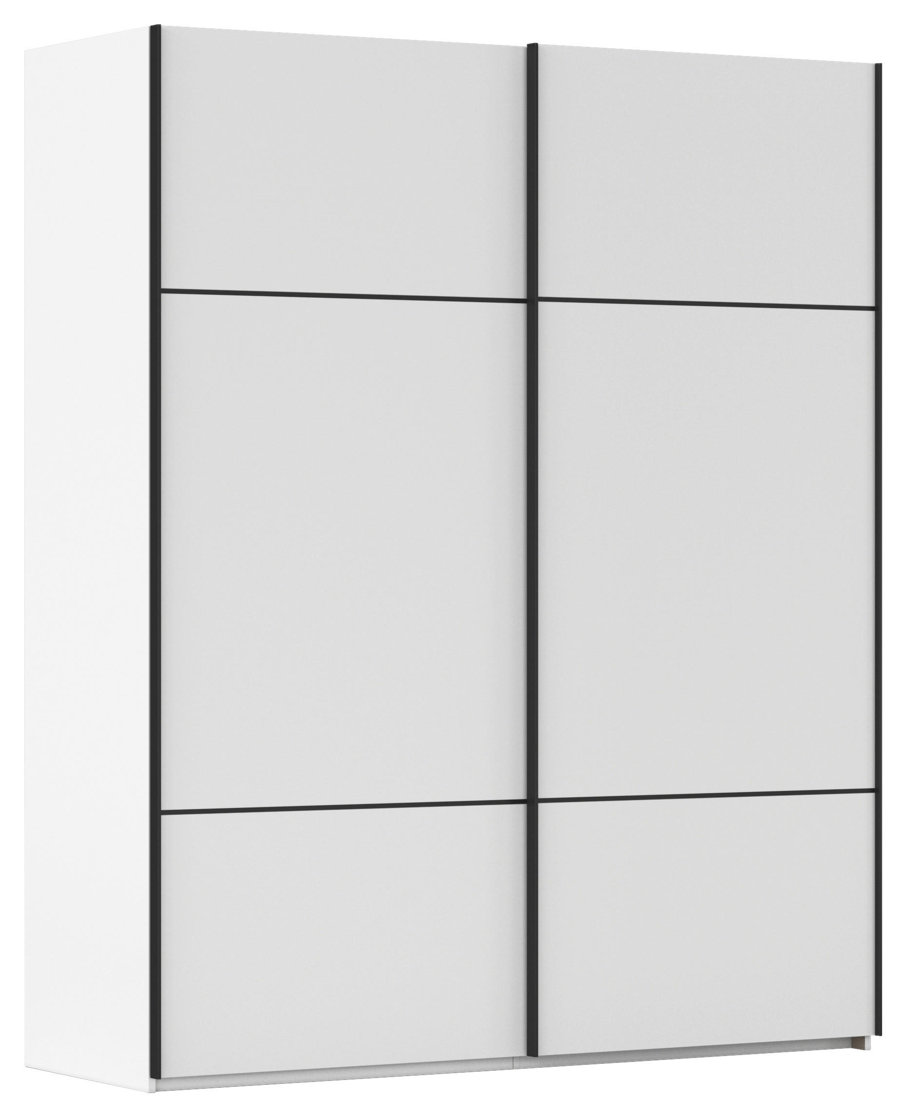 SCHWEBETÜRENSCHRANK 181/223/68 cm,  in Weiß, 2 Tür(en)  - Schwarz/Weiß, KONVENTIONELL, Holzwerkstoff/Metall (181/223/68cm) - Novel