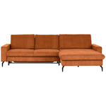 ECKSOFA in Cord Terracotta  - Terracotta/Schwarz, Design, Textil/Metall (302/180cm) - Venda