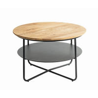 BEISTELLTISCH 70/70/45 cm Eiche massiv Schwarz, Eichefarben rund  - Eichefarben/Schwarz, Design, Holz/Metall (70/70/45cm)