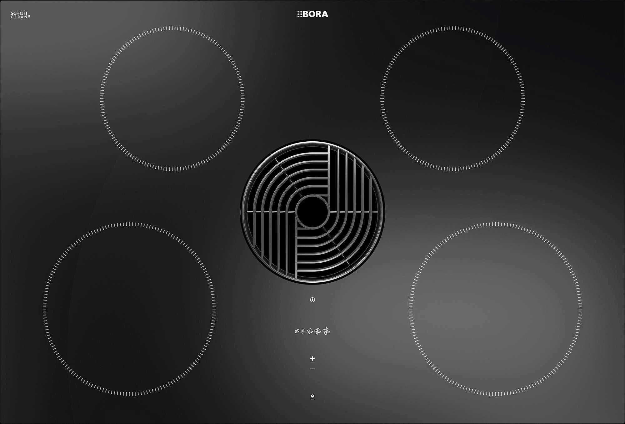 KOCHFELD-DUNSTABZUG-KOMBI E80NUE02  - Schwarz, Basics, Glas/Metall (76/19,9/51,5cm) - Bora