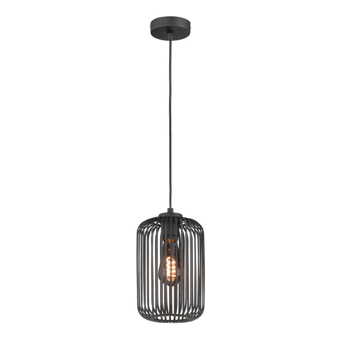 VISEČA NIHALNA SVETILKA  Cage      16/150 cm     40,0 W E27 - črna/peščene barve, Design, kovina/tekstil (16/150cm) - Schöner Wohnen