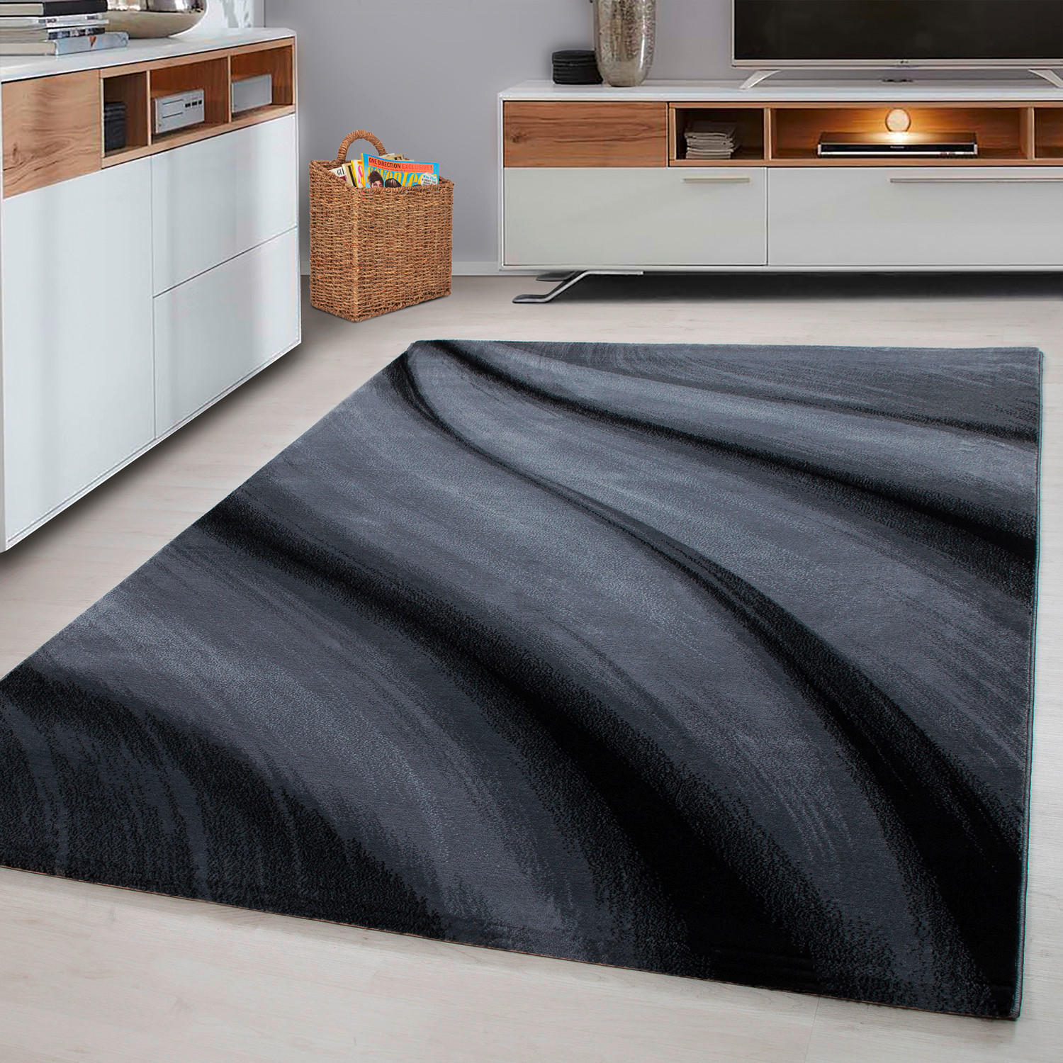 FLATVÄVD MATTA 140/200 cm Miami  - svart, Design, textil (140/200cm) - Novel