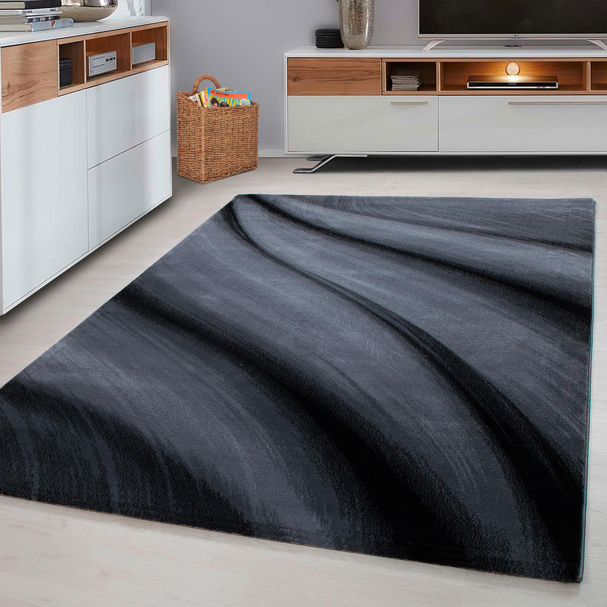 FLACHWEBETEPPICH 140/200 cm Miami Schwarz  - Schwarz, Design, Textil (140/200cm) - Novel