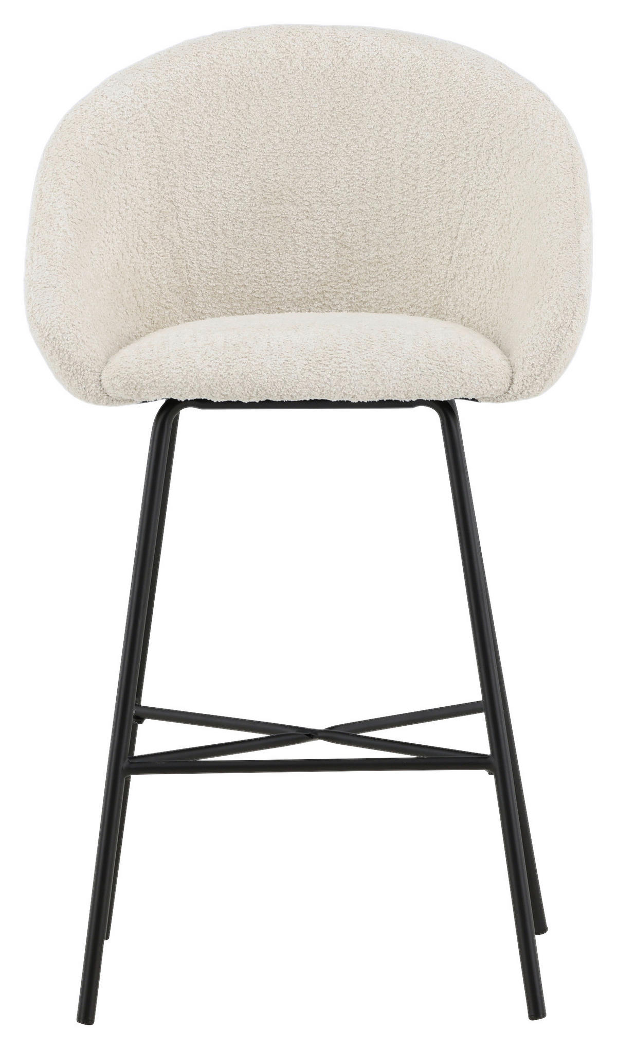 BARHOCKER-SET Teddystoff Schwarz, Weiß Stahl  - Schwarz/Weiß, Design, Textil/Metall (59/96/54cm) - Livetastic