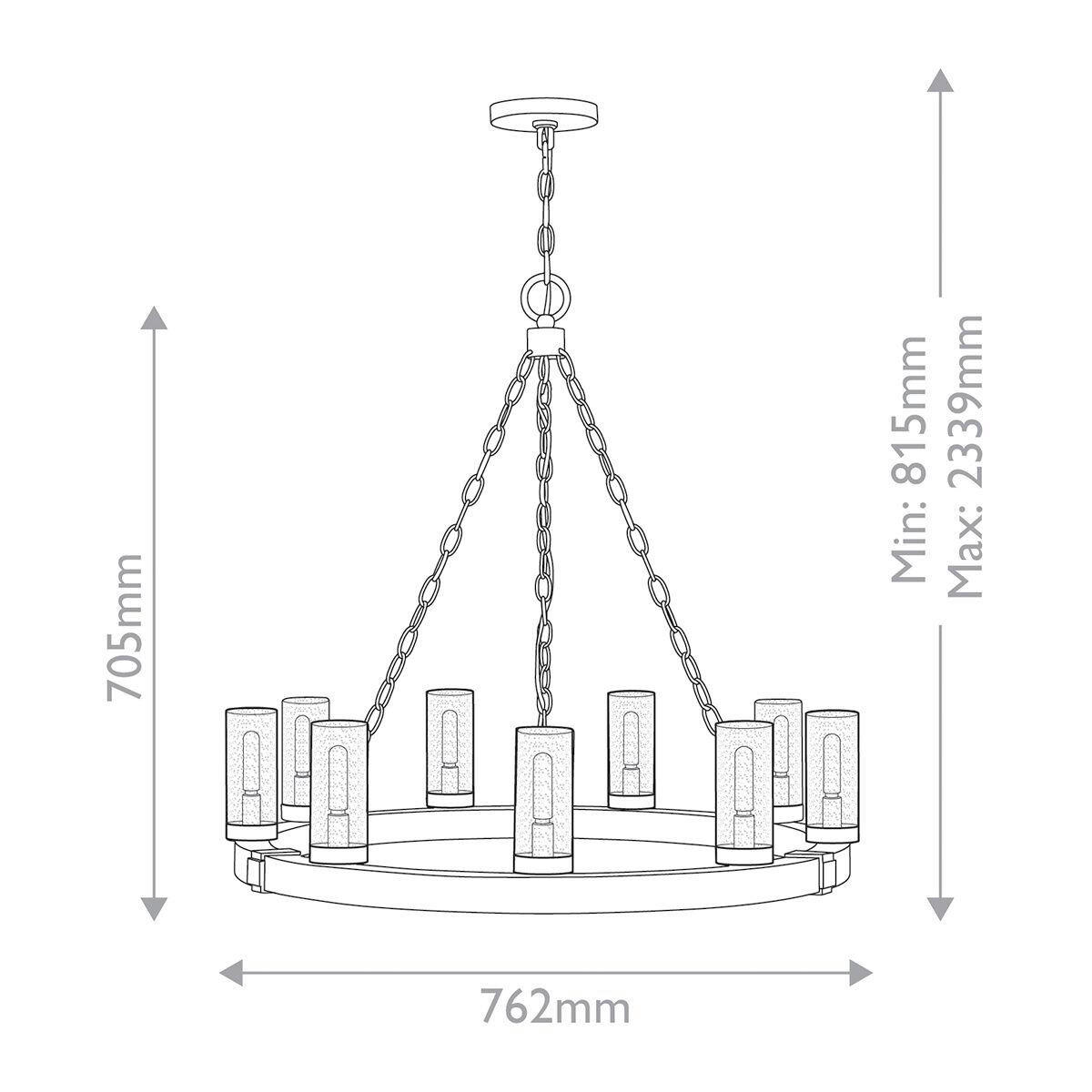 KRONLEUCHTER Sawyer 76,2/81,5 cm   - Wildeiche/Schwarz, KONVENTIONELL, Glas/Metall (76,2/81,5cm) - Elstead Lighting