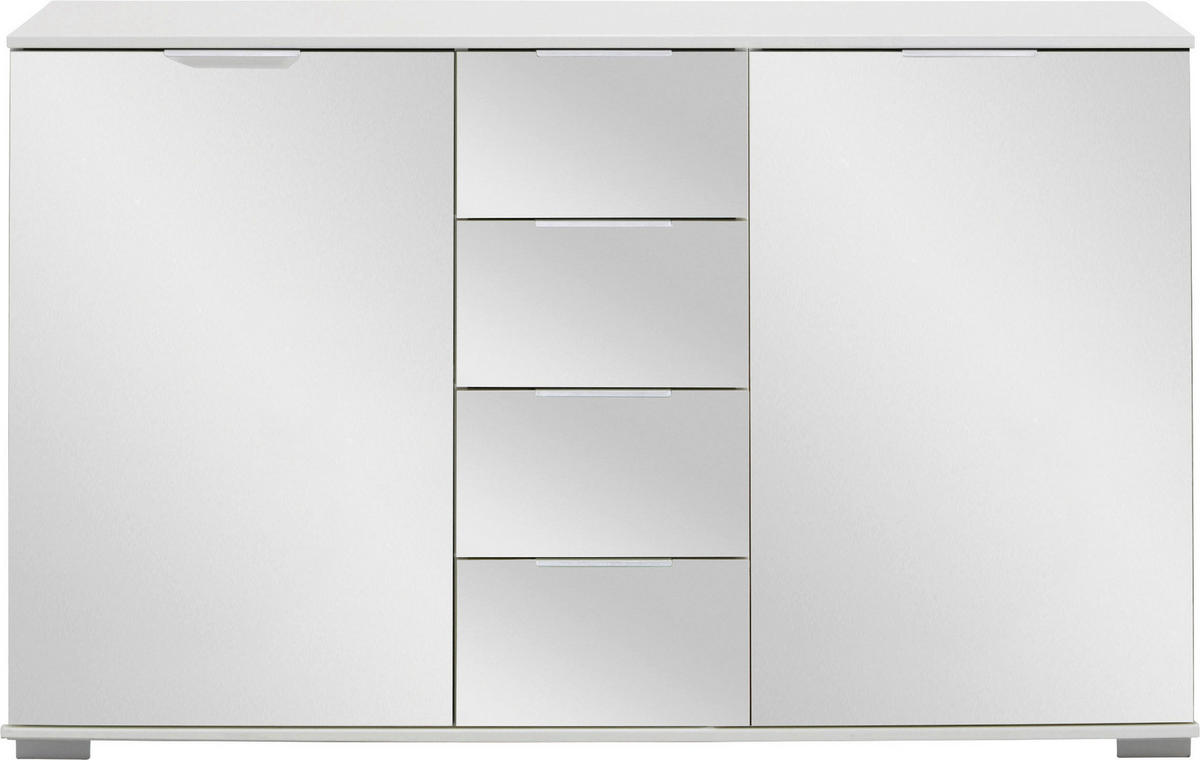KOMMODE  in 130/83/41 cm  - Alufarben/Weiß, Design, Glas/Holzwerkstoff (130/83/41cm) - Carryhome