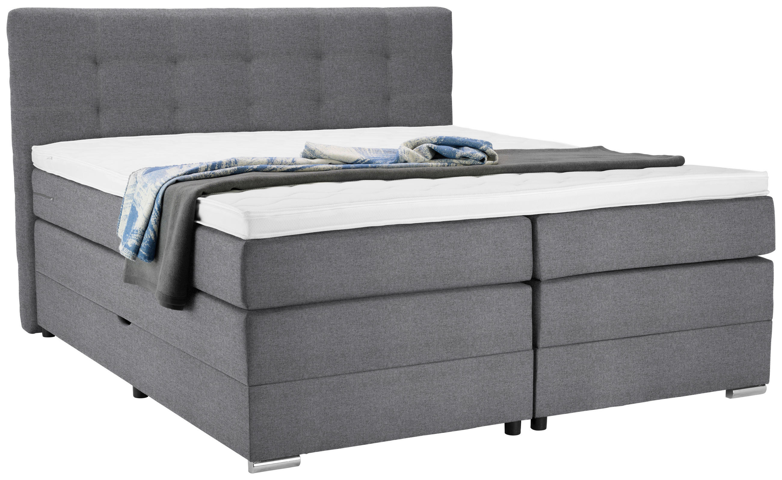 BOXSPRINGBETT 180/200 cm  in Hellgrau  - Silberfarben/Hellgrau, KONVENTIONELL, Holz/Holzwerkstoff (180/200cm) - Moderano