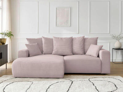 ECKSOFA Ottomane links  ATILLA Lila Cord  - Lila/Schwarz, MODERN, Kunststoff/Textil (149/244cm)