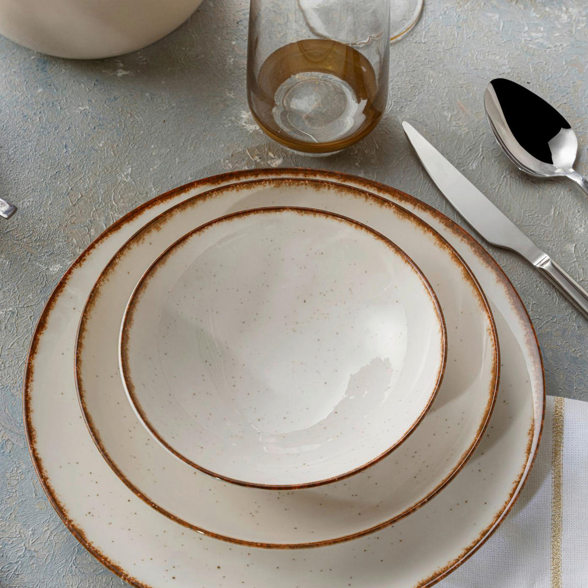 KOMBISERVICE Braun, Weiß Hochglanz 24-teilig 6 Personen  - Weiß Hochglanz/Braun, Basics, Keramik (25cm)