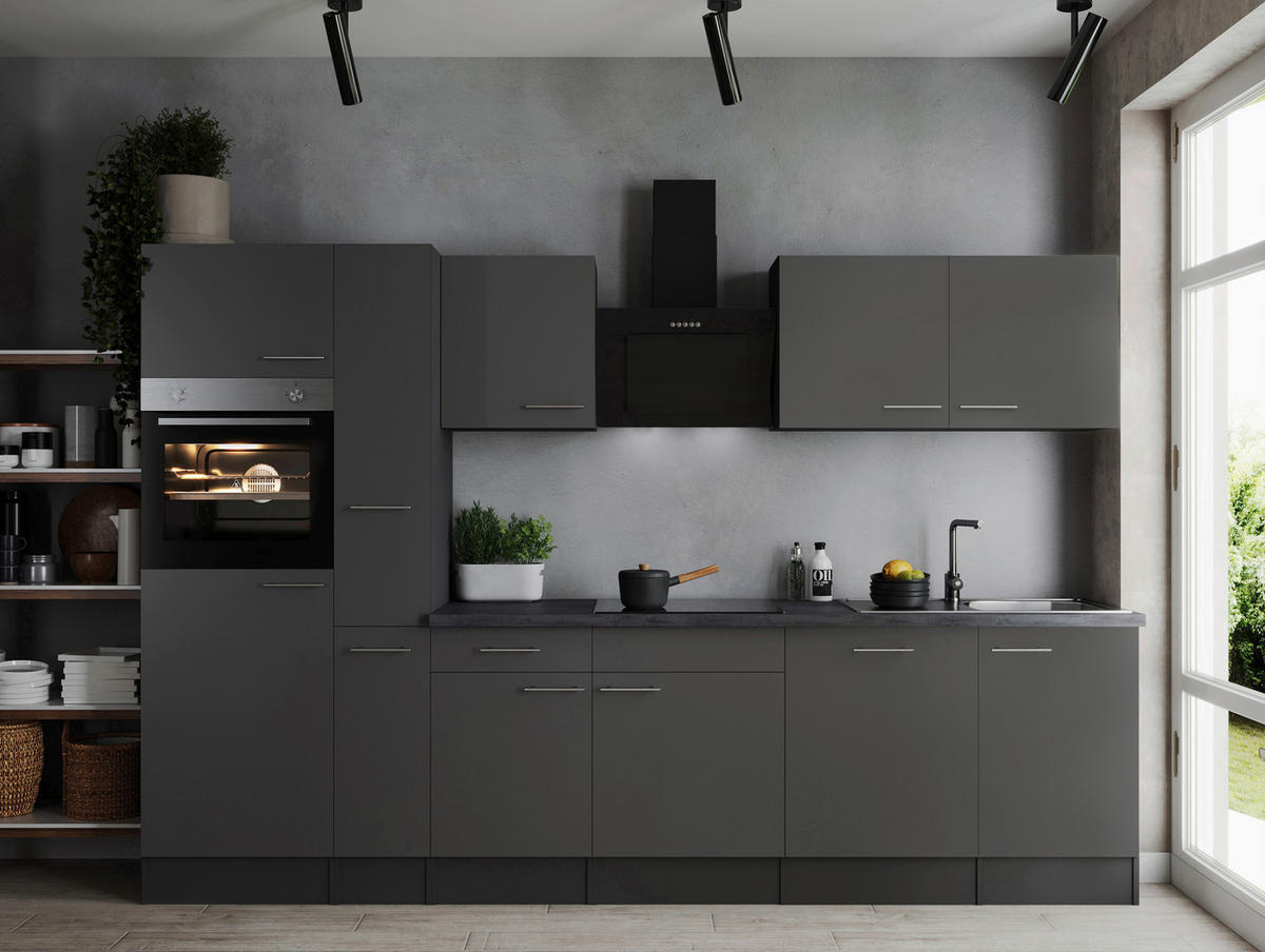 MODULKÖK 310 cm   i grå  - silver/grå, Design, metall/trämaterial (310cm) - Respekta