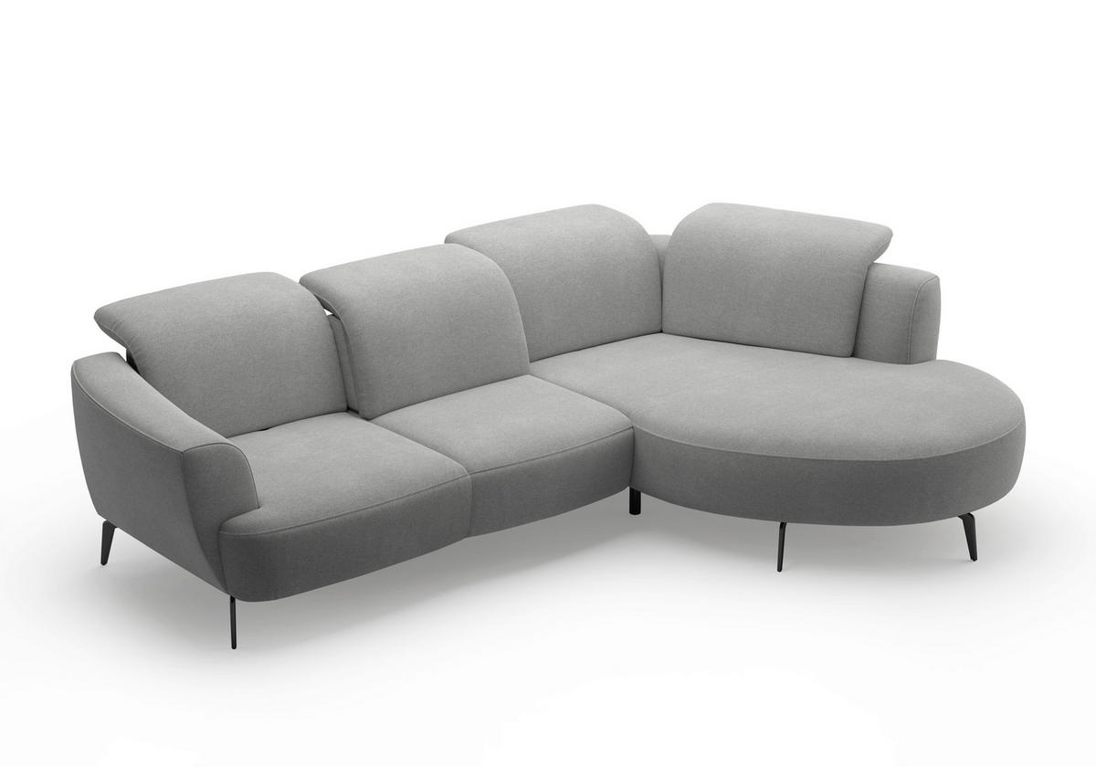 ECKSOFA in Mikrofaser Grau  - Schwarz/Grau, Konventionell, Textil/Metall (309/199cm) - Sit & More