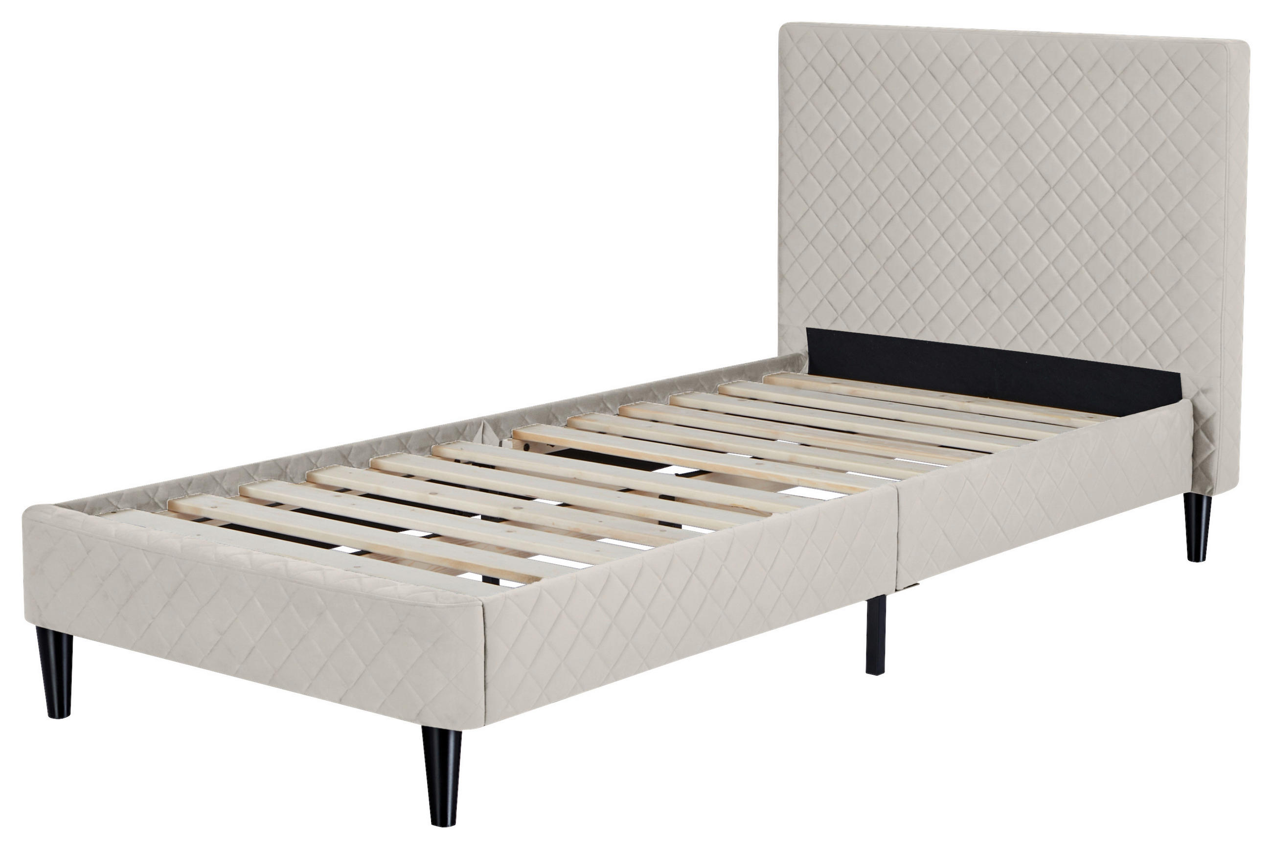 POLSTERBETT 90/200 cm,  in Beige, Lattenrost,  - Beige/Schwarz, Design, Holz/Kunststoff (90/200cm) - Boxxx