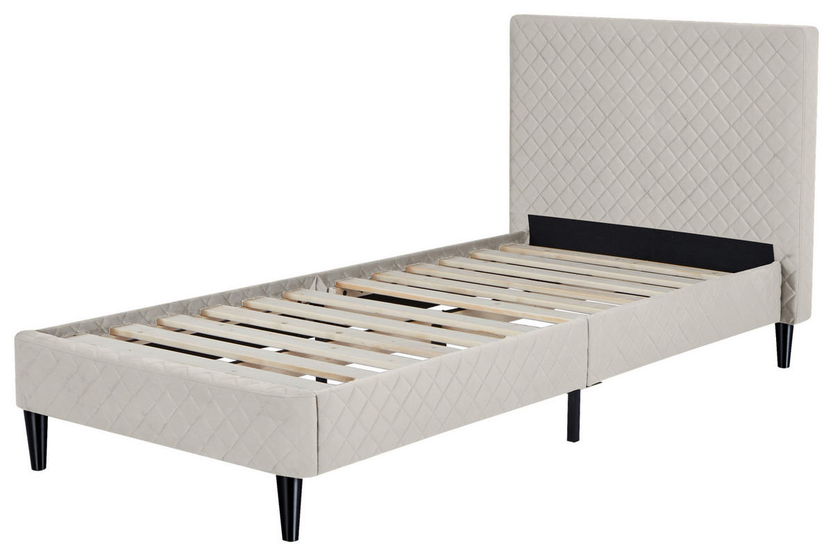 POLSTERBETT 90/200 cm,  in Beige, Lattenrost,  - Beige/Schwarz, Design, Holz/Kunststoff (90/200cm) - Boxxx