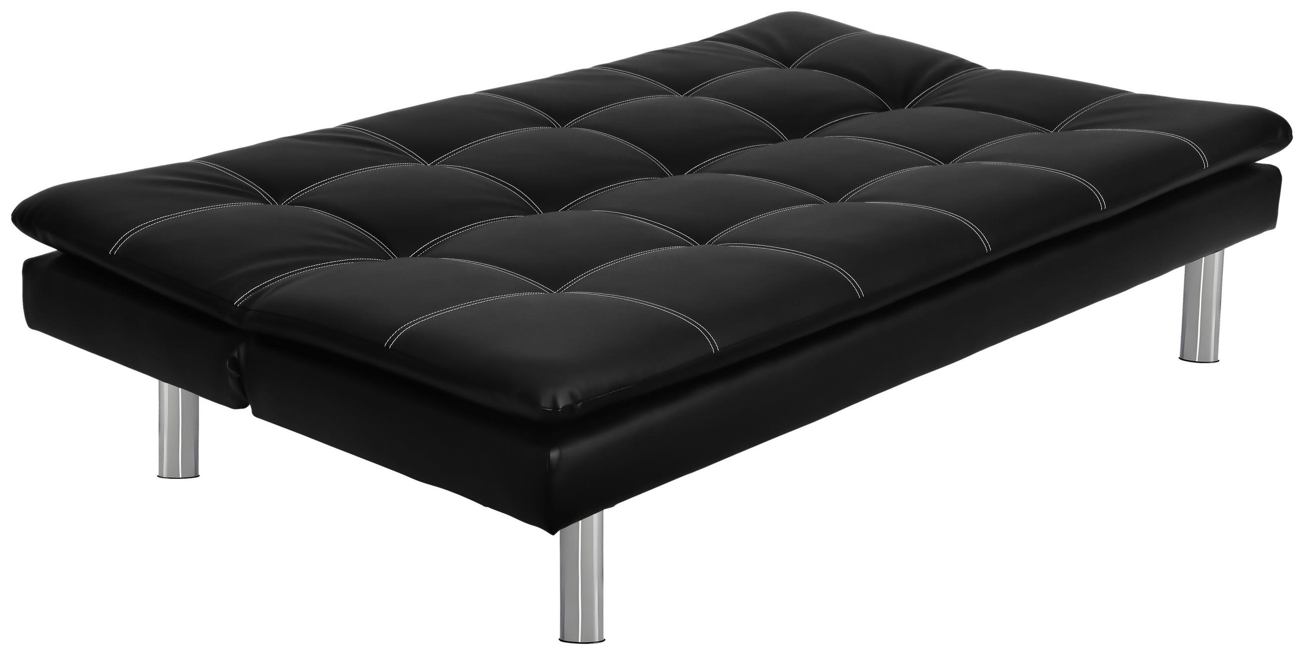 SCHLAFSOFA Lederlook Schwarz  - Silberfarben/Schwarz, Design, Textil/Metall (180/78/93cm) - P & B