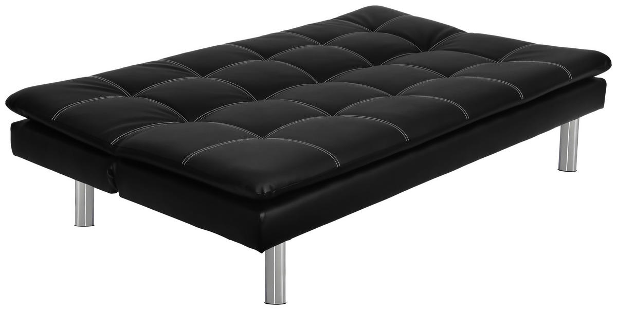 SCHLAFSOFA Lederlook Schwarz  - Silberfarben/Schwarz, Design, Textil/Metall (180/78/93cm) - P & B