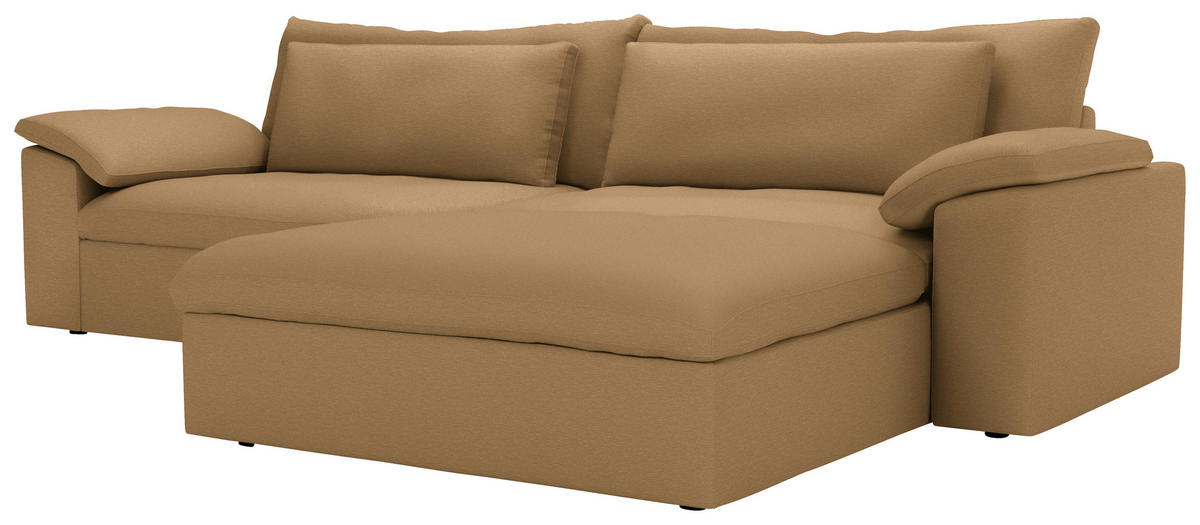 ECKSOFA  Chenille Cognac  - Cognac/Schwarz, Modern, Kunststoff/Textil (306/198cm) - Carryhome