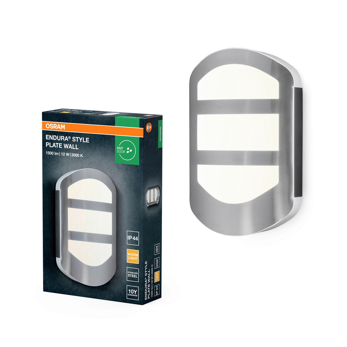 LED-AUßENLEUCHTE 5,4/18/28 cm   - Edelstahlfarben, Basics, Kunststoff/Metall (5,4/18/28cm) - Osram