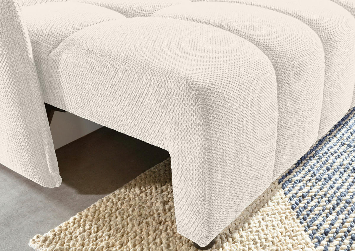 SCHLAFSOFA Plüsch Creme  inkl. Zierkissen, Rückenkissen, Bettkasten, Schlaffunktion, Rücken echt, Liegefläche im Originalstoff  - Creme/Schwarz, KONVENTIONELL, Kunststoff/Textil (200/73/105cm) - Carryhome