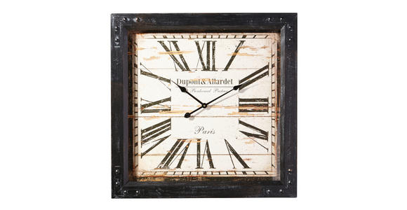 WANDUHR  Schwarz  - Schwarz, Basics, Glas/Holz (80/80cm) - Ambia Home