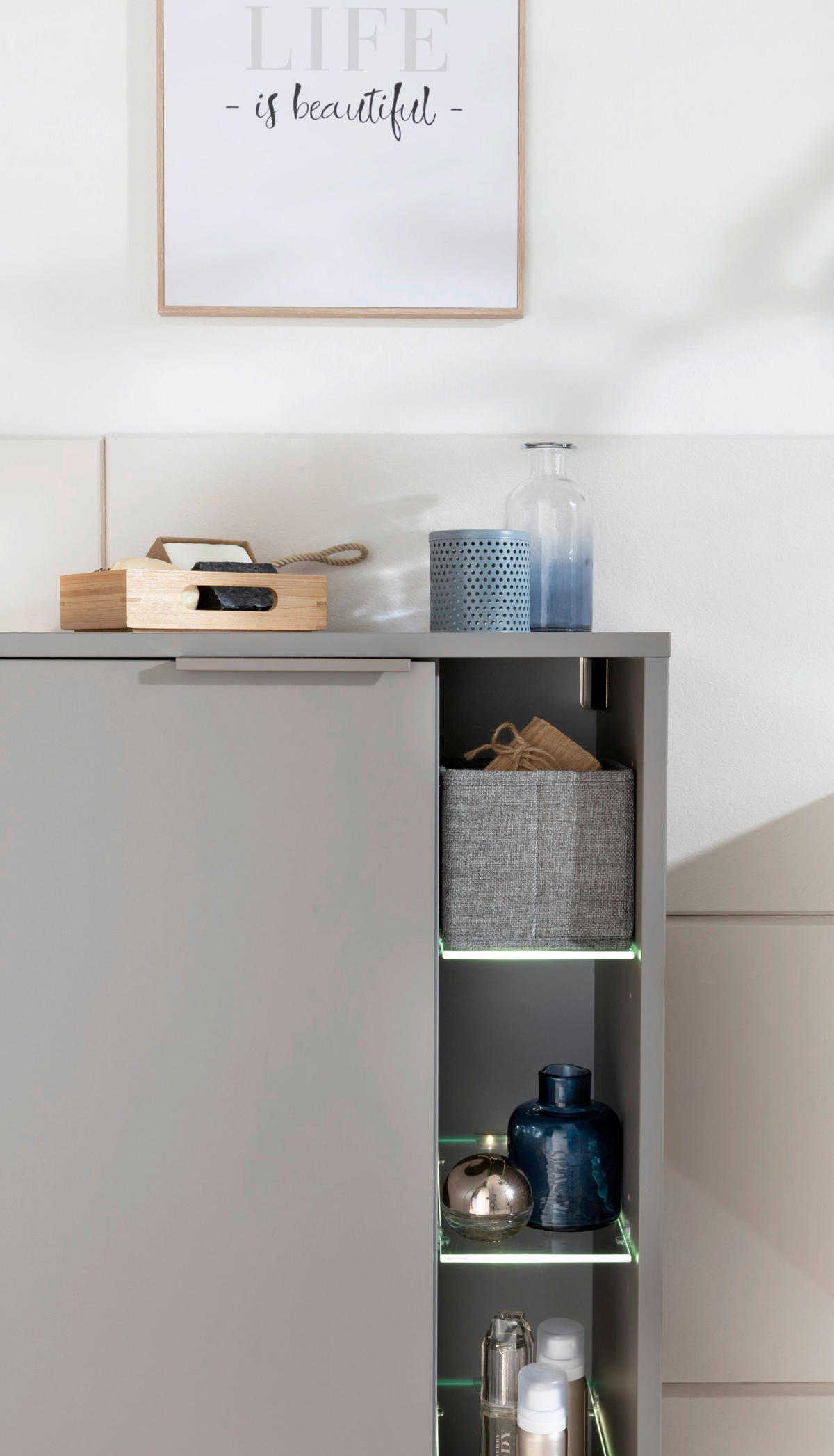 MIDISCHRANK 47/84,2/32 cm  - Grau, Basics, Glas/Holzwerkstoff (47/84,2/32cm) - MID.YOU