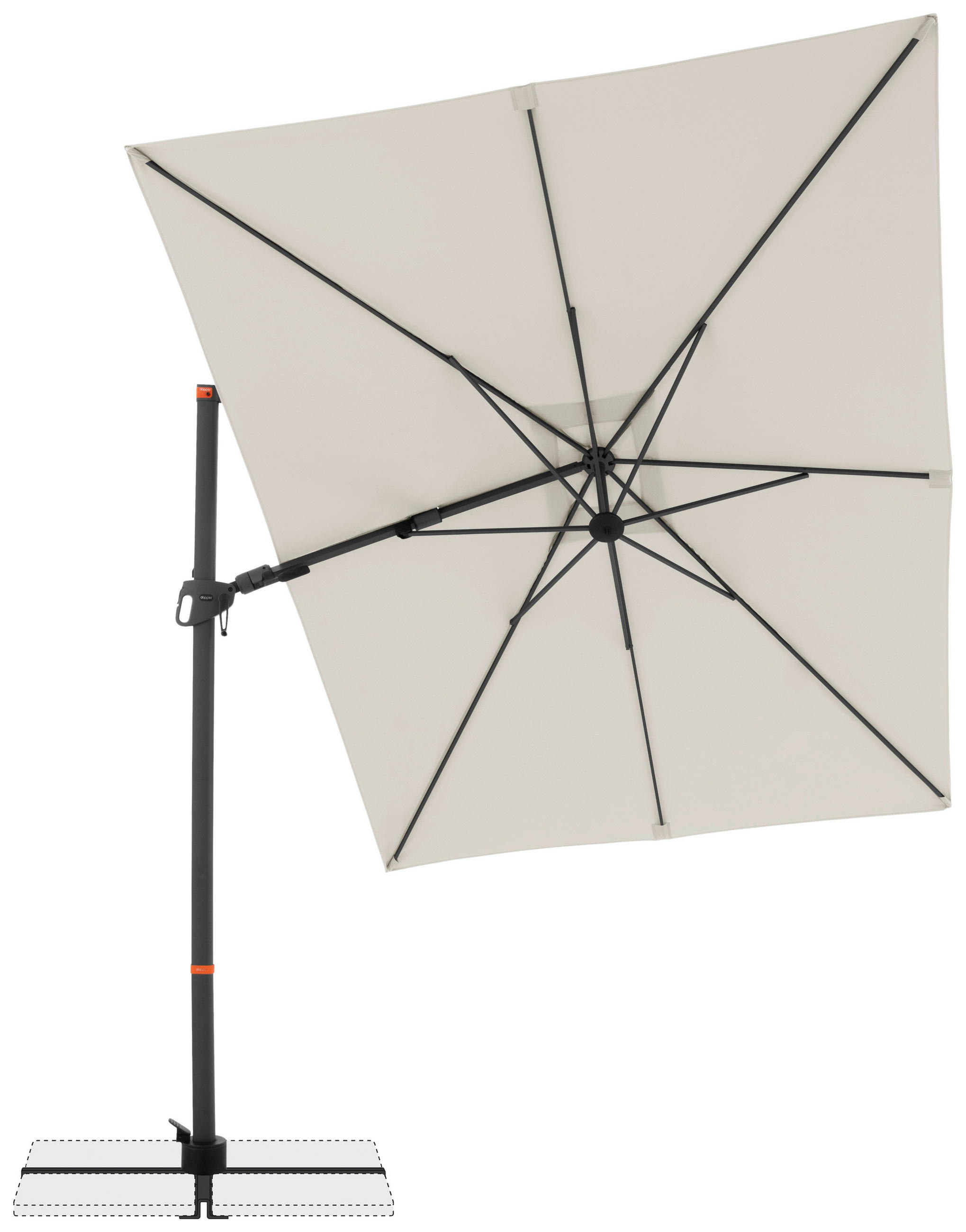 AMPELSCHIRM 300x240 cm  - Anthrazit/Naturfarben, Basics, Textil/Metall (320/240cm) - Doppler