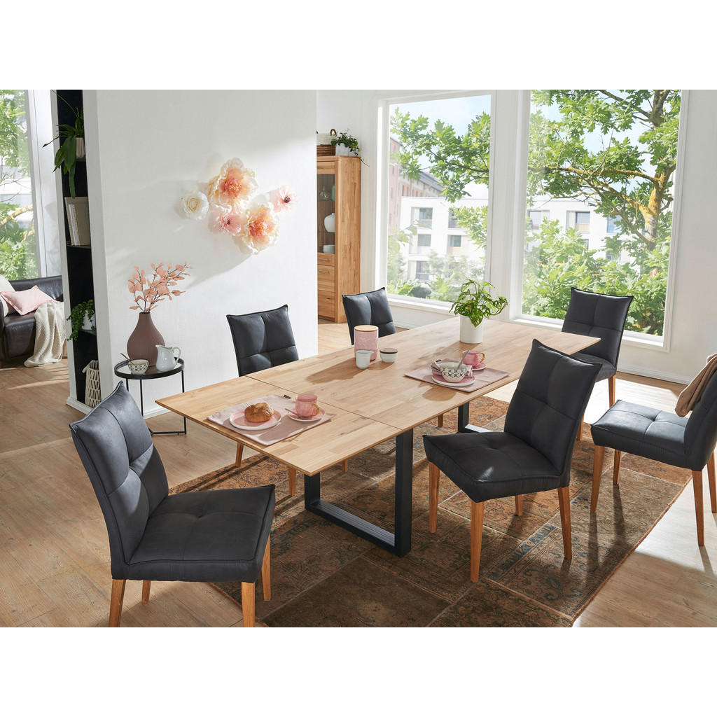 Thumbnail - Livetastic Esstisch, Wildeiche, Holz, Metall, Wildeiche, massiv, rechteckig, U-Form, 90x75x180 cm, ausziehbar, Esszimmer...