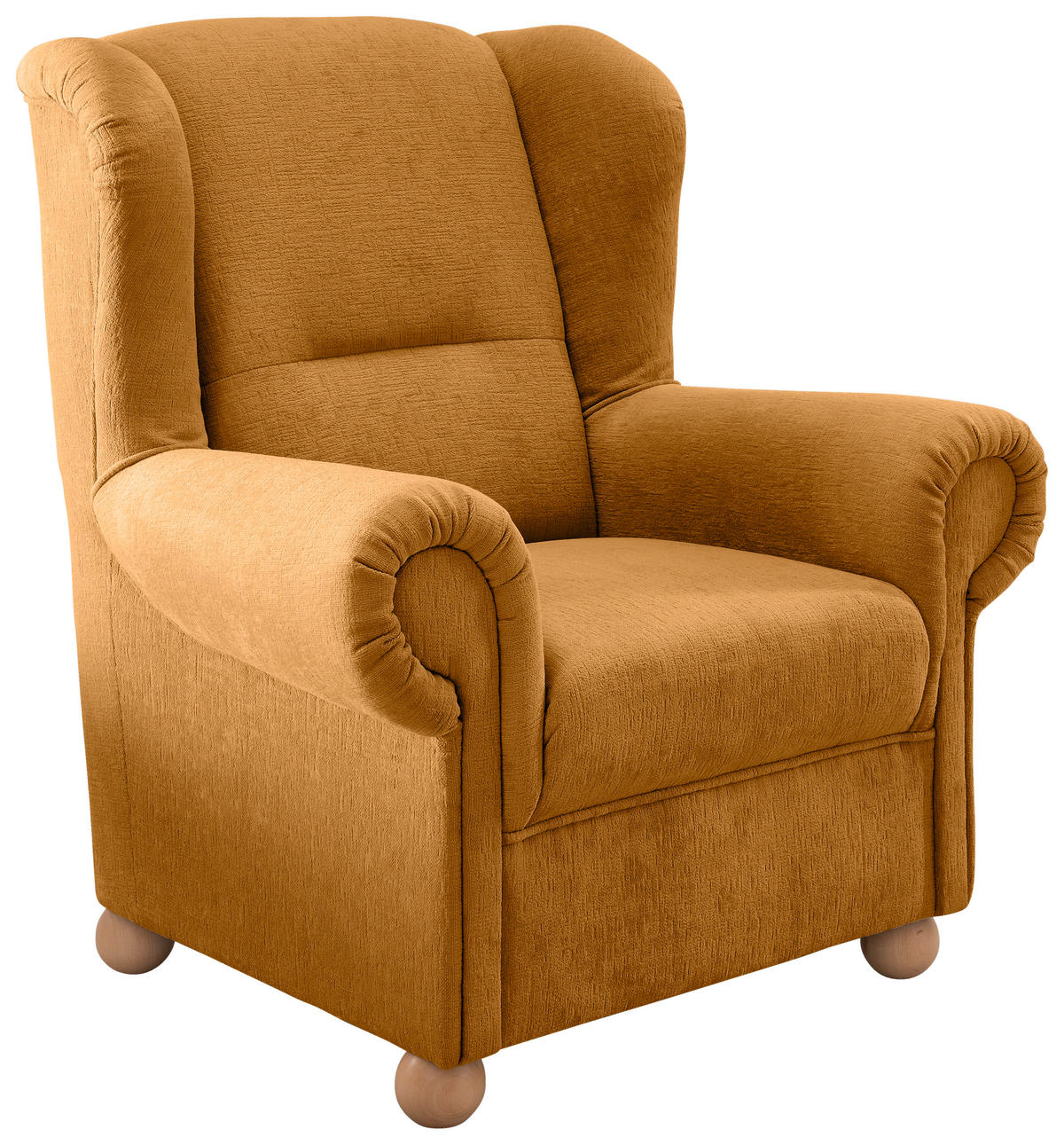 FAUTEUIL À OREILLES in Mikrofaser Goldfarben  - chêne sauvage/doré, Konventionell, textile/bois (92/102/89cm) - Livetastic