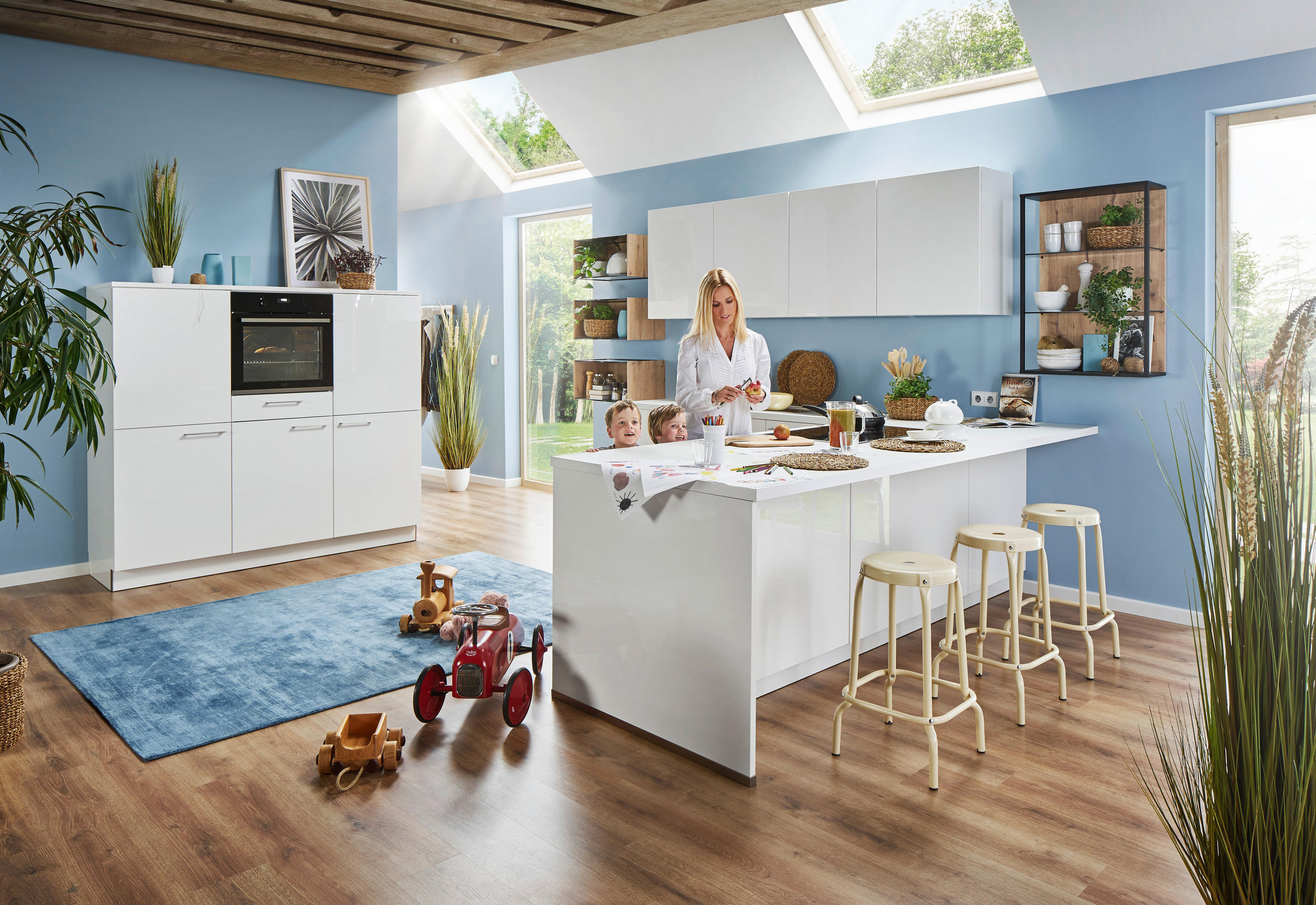 EINBAUKÜCHE DK305  - Weiß, Design, Holzwerkstoff - Dieter Knoll