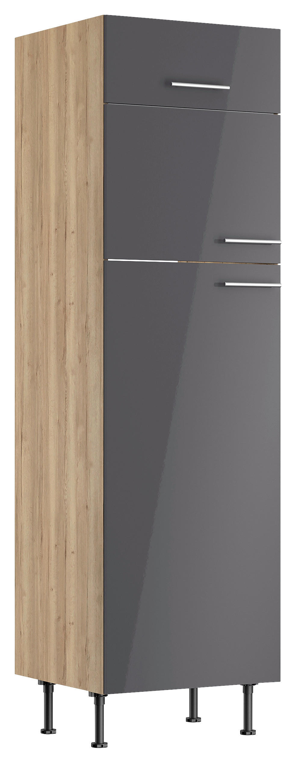 GERÄTEUMBAUSCHRANK 60/211,8/58,1 cm  in Anthrazit, Wildeiche  - Wildeiche/Edelstahlfarben, Basics, Holzwerkstoff/Metall (60/211,8/58,1cm) - Optifit