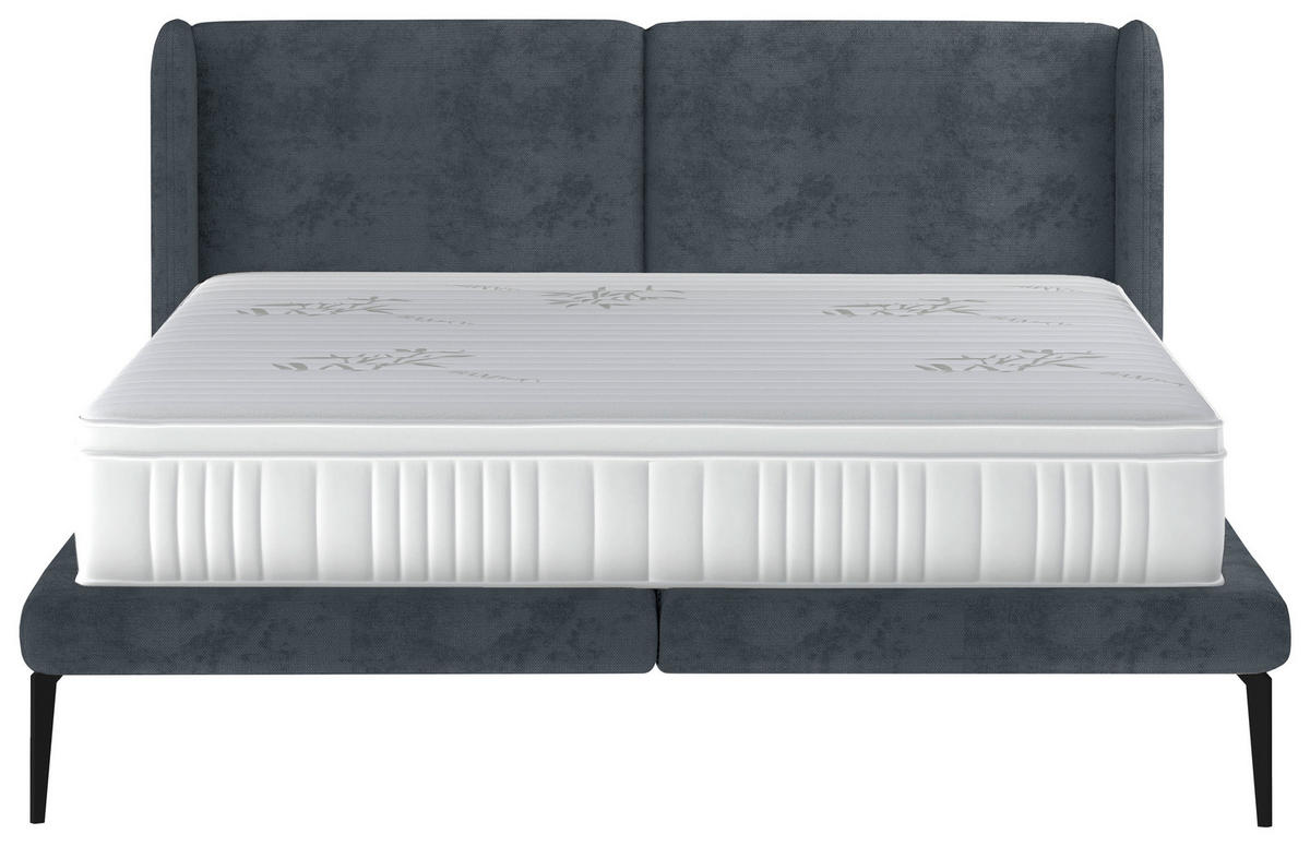 Polsterbett inkl. Matratze 180/200 cm  in Grau, Blau  - Blau/Weiss, Modern, Textil/Metall (180/200cm) - Livetastic