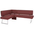 ECKBANK 137/173 cm  in Edelstahlfarben, Bordeaux  - Edelstahlfarben/Bordeaux, Design, Textil/Metall (137/173cm) - Dieter Knoll