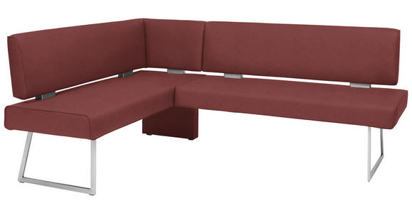 ECKBANK 137/173 cm  in Edelstahlfarben, Bordeaux  - Edelstahlfarben/Bordeaux, Design, Textil/Metall (137/173cm) - Dieter Knoll