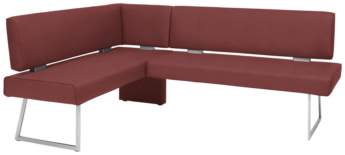 ECKBANK 160/219 cm  in Edelstahlfarben, Bordeaux  - Edelstahlfarben/Bordeaux, Design, Textil/Metall (160/219cm) - Dieter Knoll