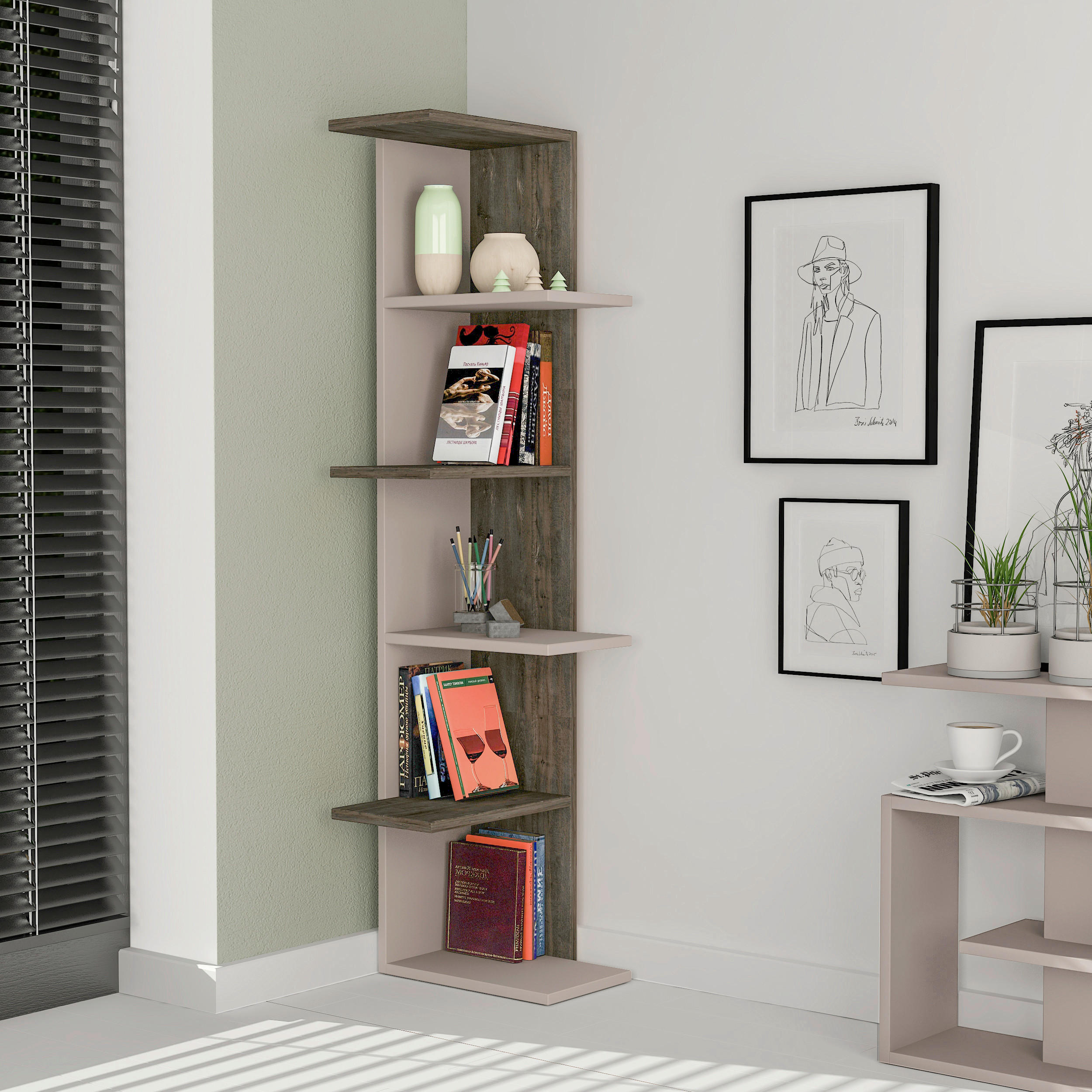 BOKHYLLA i 37/141/24 cm brun, mocca  - brun/mocca, Design, trämaterial (37/141/24cm) - Livetastic