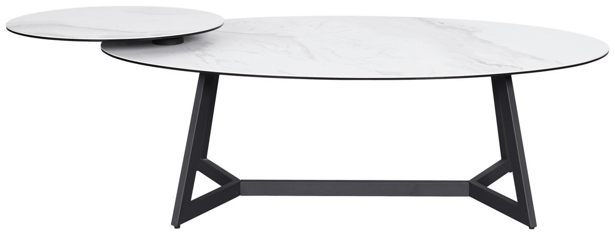 COUCHTISCH ESG 130/70/48 cm oval Anthrazit, Weiß  - Anthrazit/Weiß, Design, Glas/Keramik (130/70/48cm) - Dieter Knoll
