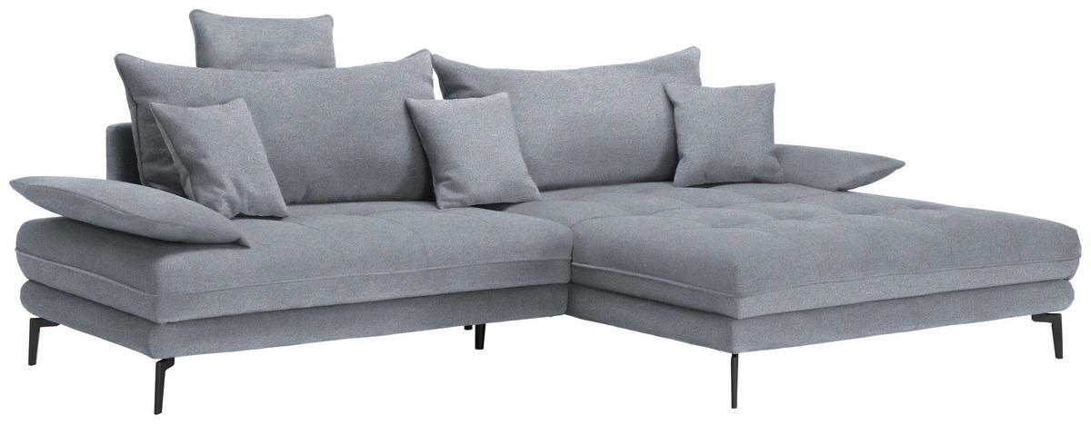 ECKSOFA PRATO Grau Mikrofaser  - Schwarz/Grau, MODERN, Textil/Metall (292/176cm) - MID.YOU