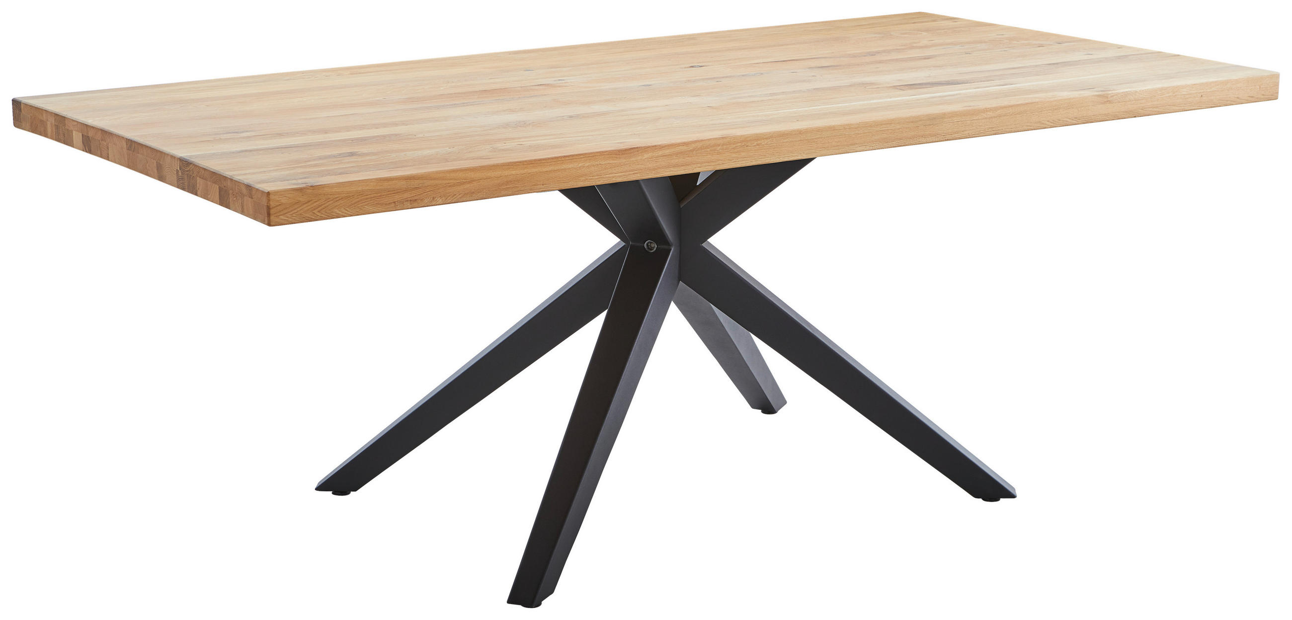 ESSTISCH in Holz 180/90/75 cm  - Eichefarben/Schwarz, Design, Holz/Metall (180/90/75cm) - Linea Natura