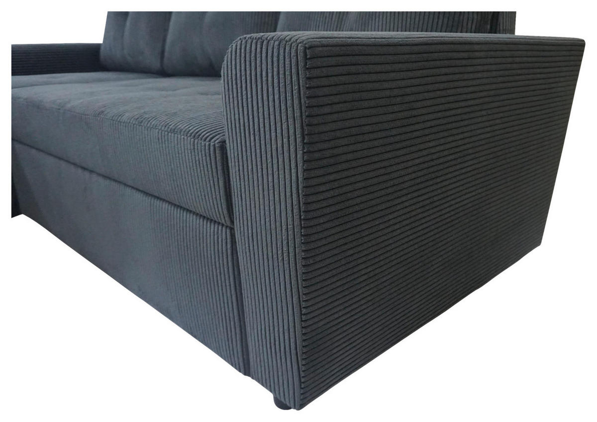 ECKSOFA TERMOLI in Cord Anthrazit  155/231 cm  - Anthrazit/Schwarz, Design, Kunststoff/Textil (155/231cm) - MID.YOU