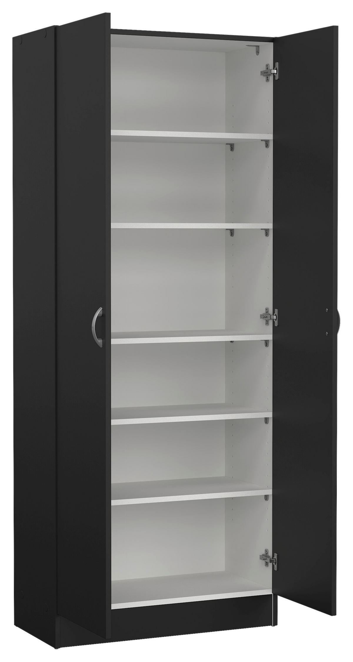 DREHTÜRENSCHRANK 69,2/170,4/34,6 cm 2-türig Schwarz  - Silberfarben/Schwarz, Basics, Holzwerkstoff/Metall (69,2/170,4/34,6cm) - MID.YOU