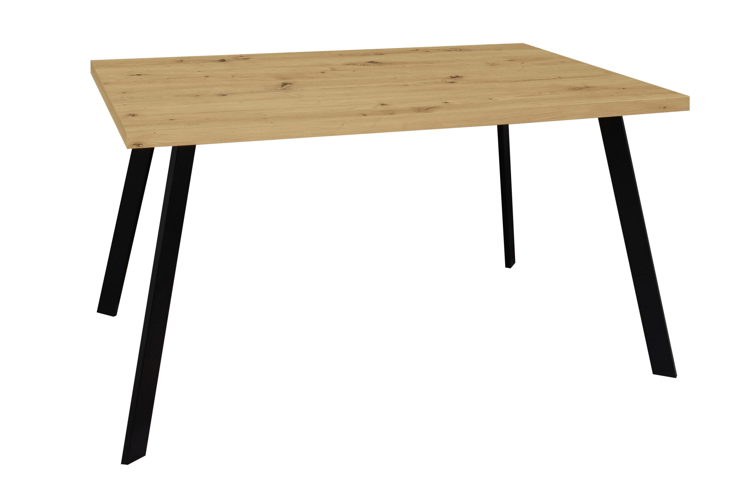 ESSTISCH in Metall, Holzwerkstoff 140/90/76 cm   - Eichefarben/Schwarz, KONVENTIONELL, Holzwerkstoff/Metall (140/90/76cm) - Hom`in