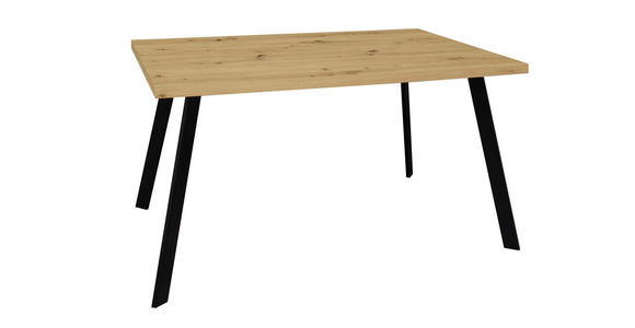 ESSTISCH in Metall, Holzwerkstoff 140/90/76 cm   - Eichefarben/Schwarz, KONVENTIONELL, Holzwerkstoff/Metall (140/90/76cm) - Hom`in