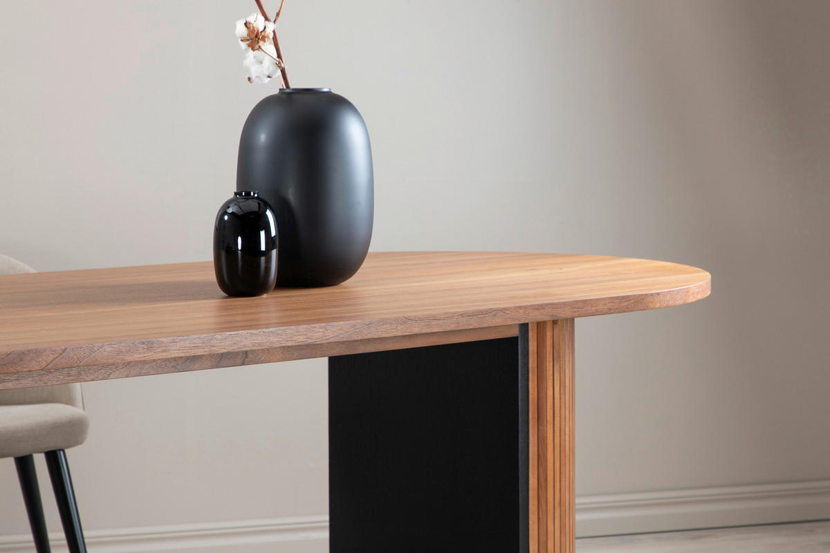 ESSTISCH furniert oval Naturfarben, Schwarz  - Schwarz/Naturfarben, Design, Holz/Holzwerkstoff (200/90/75cm) - Livetastic