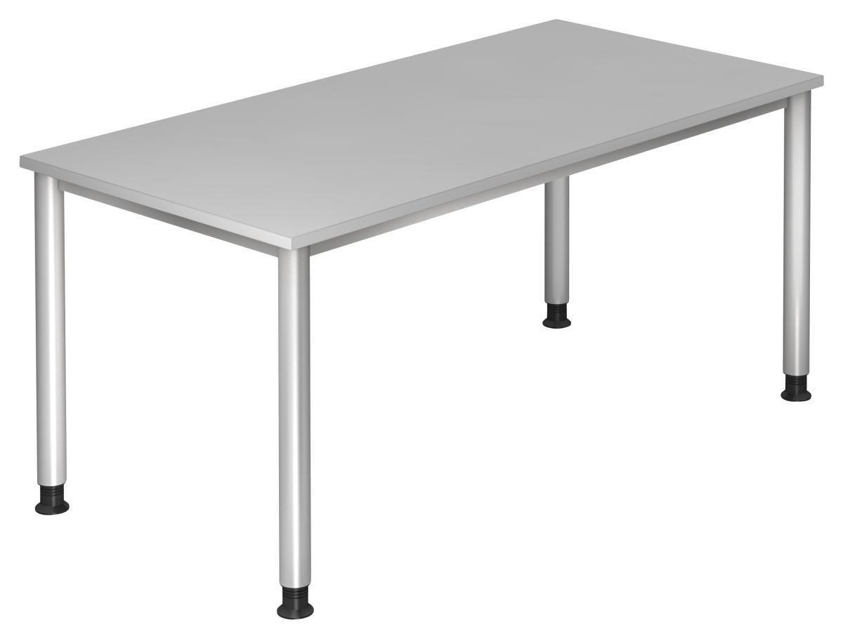 SCHREIBTISCH 160/80/68-76 cm  in Grau  - Silberfarben/Grau, KONVENTIONELL, Holzwerkstoff/Metall (160/80/68-76cm) - Venda