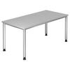 SCHREIBTISCH 160/80/68-76 cm  in Grau  - Silberfarben/Grau, KONVENTIONELL, Holzwerkstoff/Metall (160/80/68-76cm) - Venda