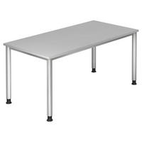 SCHREIBTISCH 160/80/68-76 cm  in Grau  - Silberfarben/Grau, KONVENTIONELL, Holzwerkstoff/Metall (160/80/68-76cm) - Venda