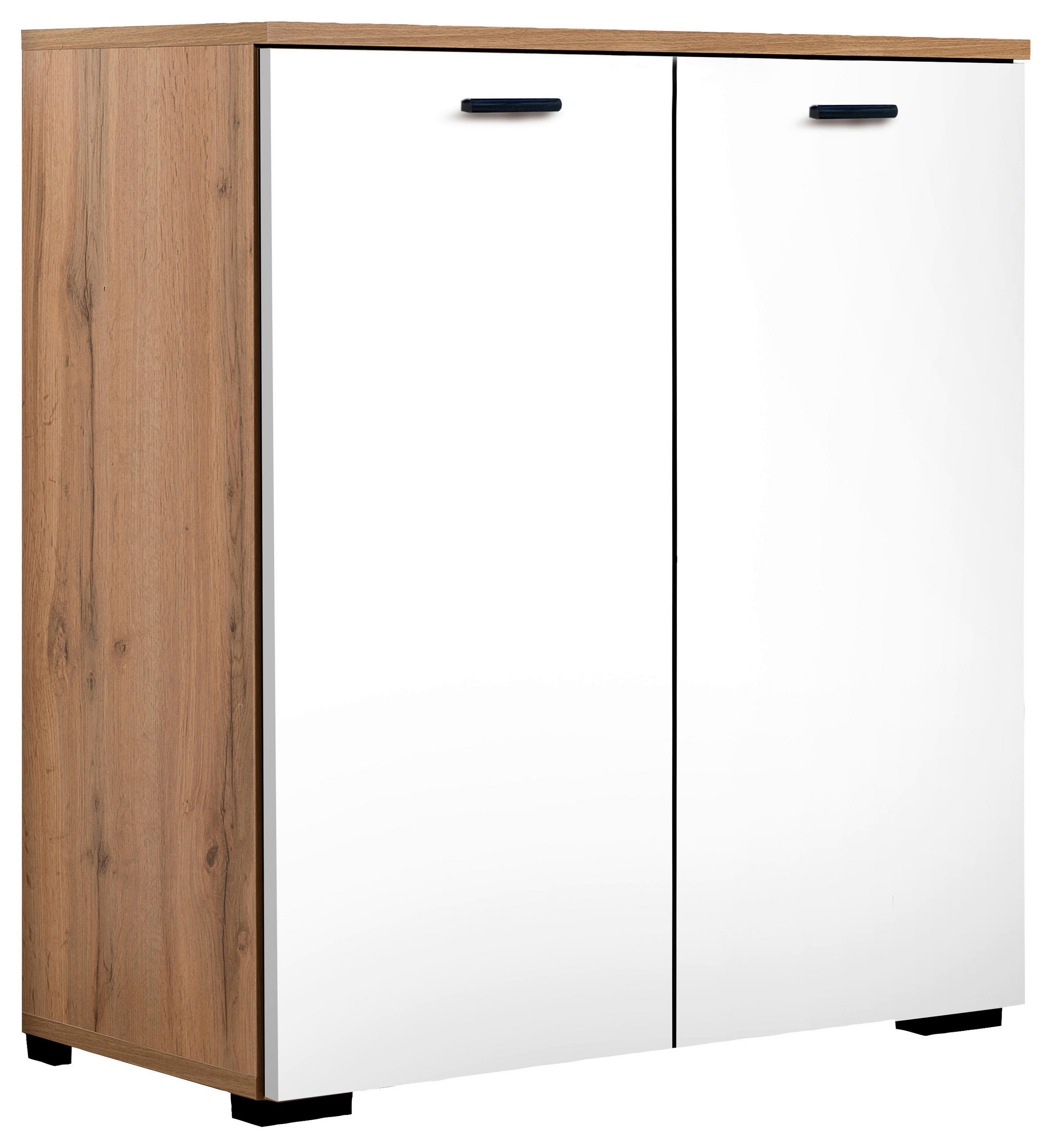 KOMODA 70/79/35 cm bijela, hrast Wotan - bijela/crna, Moderno, drvni materijal/plastika (70/79/35cm) - Xora