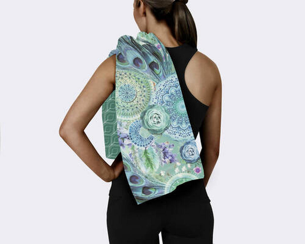 SPORTHANDTUCH 50/100 cm Grün, Petrol  - Petrol/Grün, Trend, Textil (50/100cm)