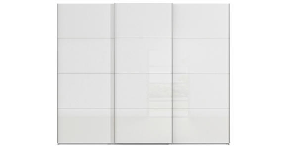 SCHWEBETÜRENSCHRANK 271/236/68 cm 3-türig Weiß  - Alufarben/Weiß, Basics, Glas/Holzwerkstoff (271/236/68cm) - Novel