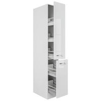 APOTHEKERSCHRANK 30/200/57 cm  in Weiß, Weiß Hochglanz  - Edelstahlfarben/Weiß Hochglanz, MODERN, Holzwerkstoff/Metall (30/200/57cm) - FlexWell