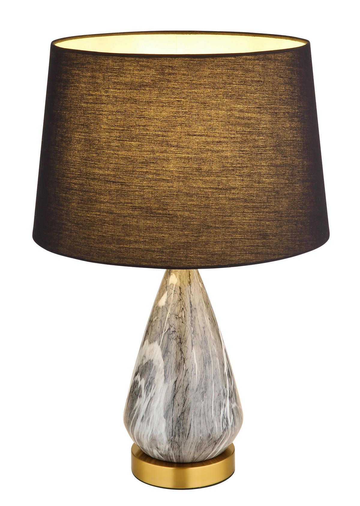 TISCHLEUCHTE 35/54 cm   - Messingfarben/Schwarz, KONVENTIONELL, Textil/Metall (35/54cm) - Globo